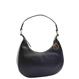 A1 FASHION GOODS Classic Shoulder Hobo Real Leather Zip Bag Womens GEMMA (Black)
