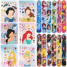 Luclay Princess 24-Piece Party Bag Children's Birthday Set - Princess Toy Snap Bracelet Children's Sticker Badge Gift Bags Party Gifts Party Favour for Girls Boys