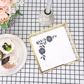 Sumnacon Square Glass Napkin Holder - Stylish Gold Luncheon Napkin Holders for Dining Table Countertop Kitchen, Decorative Napkin Basket for Picnic Wedding Party Restaurant Office Hotel