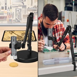 Ninyoon 4K WiFi Microscope with Max 55 cm Height Stand & Table Clamp, 50-1000X USB Digital Microscope 3840x 2160P Camera, Work for iPhone, Android, Windows, Mac, Linux, Chrome