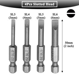 Teocpai 10Pcs 50mm Magnetic Screwdriver Bit Sets Phillips and Slotted Screwdriver Bit 1/4 Inch Hex Shank Drill Bit S2 Steel