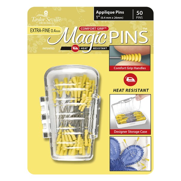 Taylor Seville Originals Applique Magic Pins, Stainless Steel, Yellow, 0.4 x 26mm