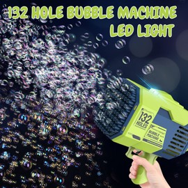 Bubble Machine Gun Bubble Blower, 132 Hole Bubble Gun Blower with Colorful Light, Big Rocket Boom Bubble Toys, Big Bubble Maker Guns Toys Wedding Outdoor Indoor Birthday Party Favors Gift（Green）