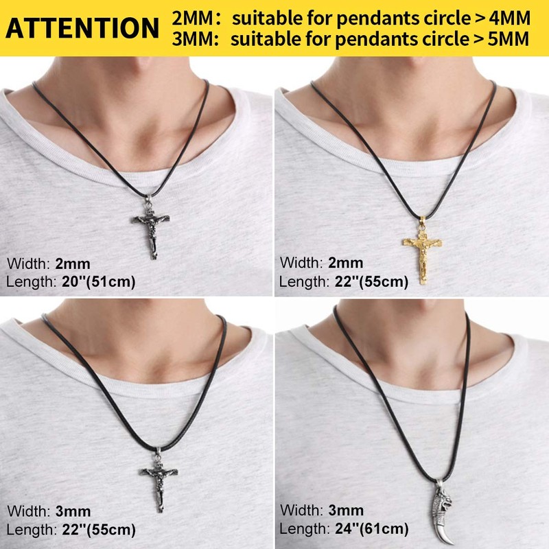 ChainsHouse Leather Necklace for Men String Necklace Black Cord Necklace