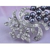 Alilang Silvery Tone Shine Clear Rhinestones Faux Pearls Grape Fruit