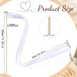 Wedding Wands Magic Wands Wedding Streamers Pack of 30 Trellis Wedding Reusable Lucky Wand No Burr for Weddings Birthdays Parties Holiday Parties Used Christmas (White)