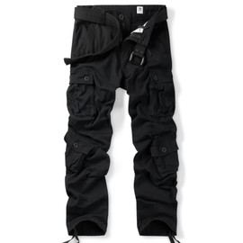 OCHENTA Men's Cotton Casual Cargo Work Military Tactical Combat Army Pants with 8 Pockets Black 42