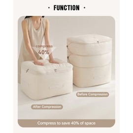 Eachy 3-Pack Comforter Storage Bag Blanket Storage Bags, 136L Compression Bags for Blanket Comforter, Ultra Space Saving Self Compression Organizer