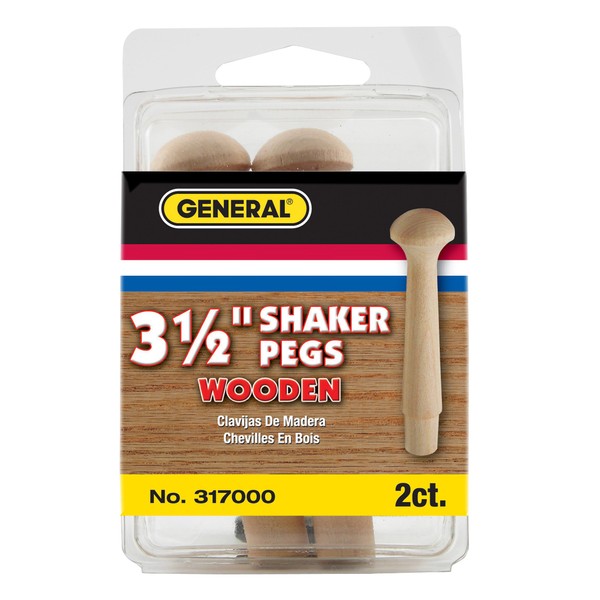 General Tools 317000 3-1/2-Inch Wooden Shaker Pegs, 2-Pack