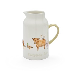 Cooksmart British Designed 1 Pint Milk Jug | Ceramic Milk Jug for All Type of Kitchens | Traditional Ceramic Jug for Milk or Cream - Buttercup Farm