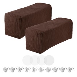 uxcell 2pcs Couch Arm Covers, Armchair Sofa Arm Covers with Twist Pin, Anti-Slip Furniture Protector Slipcovers for Chairs/Sofas, Dark Brown