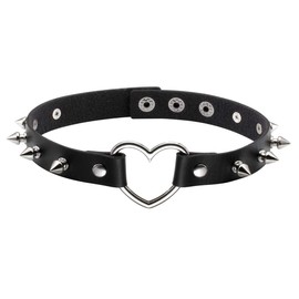 Eigso Black Punk Necklace Studded Collar Choker and Metal Spike Bracelet for Women