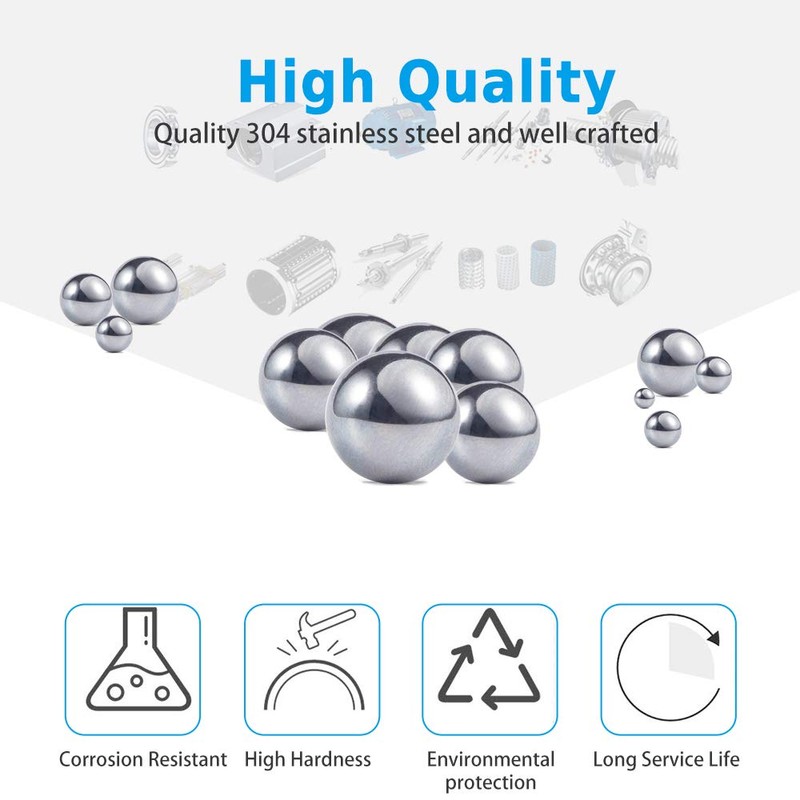 Breezliy 304 Stainless Steel Ball 620Pcs 1-8mm Metric Precision Assorted