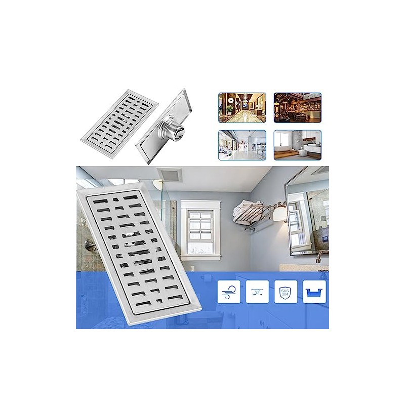 Rectangle Stainless Steel Floor Drain Bathroom Shower Drain Protector Kitchen
