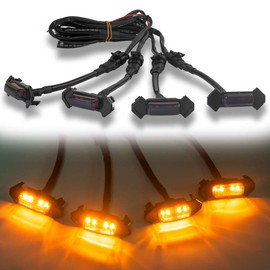 MAXHAWK LED Grill Light Kit Compatible with 2016-2023 Toyota Tacoma TRD PRO Grill ~ 4pcs Smoked Lens Amber LED Running Light ~ Fuse ~ Wiring Harness Splitter