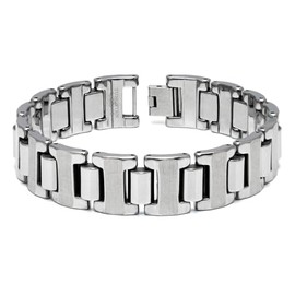 Tungsten Carbide 16MM Men's Link Bracelet Sz 10"