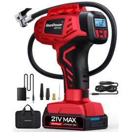 KeenPower Digital Cordless Tire Inflator Portable Air Compressor Automatic 160PSI w/Gauge Screen & 4+N Smart Mode & Dual Power Supply, Rechargeable 21V Battery Powered Handheld Air Pump, Car Tire Pump