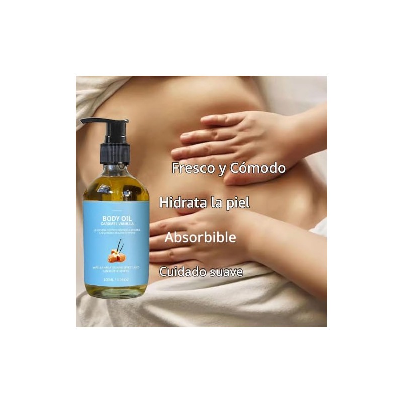 2 botellas Aceite corporal vainilla caramelizada, aceite corporal de vainilla