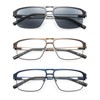 MODFANS 3er-Pack Lesebrille Herren Blaulichtfilter Metallrahmen Rechteck Stil Edelstahl Material