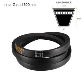 sourcing map B-51 V-Belt 51 Inch Pitch Length, B-Section Rubber Drive Belt 1295 Li