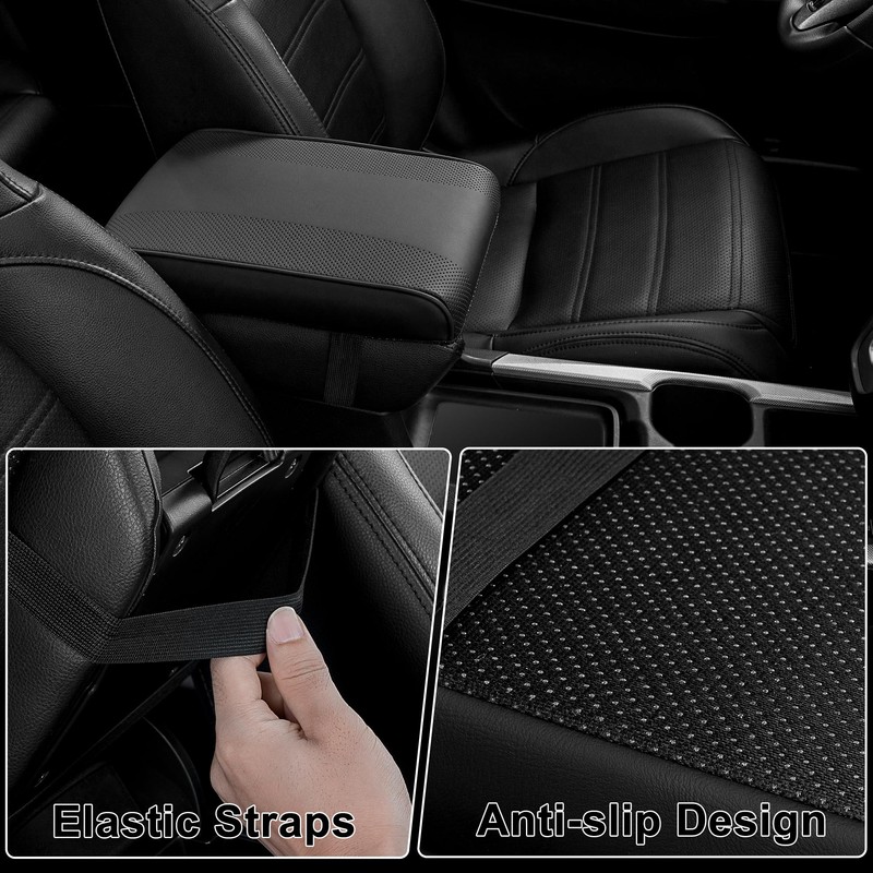 SEG Direct Car Center Console Cover, Breathable Leather Auto Armrest