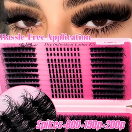 Lash Clusters Kit Spikes Left and Right 80D Fluffy Volume 150D 200D