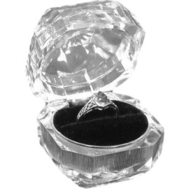 FindingKing 12 Clear Crystal Ring Jewelry Display Gift Boxes 1 7/8"