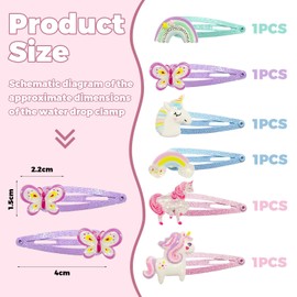 Bzzerumy Pack of 12 Hair Clips Girls Unicorn Hair Clip, Hair Band Girls Glitter, Cute Hair Clips for Girls Birthday, Hair Accessory for Children