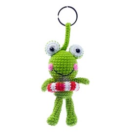 By Bers Frog Cow Bear Crochet Pendant Keyring Bag Pendant Crochet Wool Animal Funny, frog lifebuoy