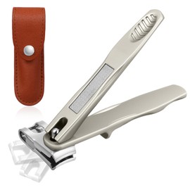 STOBAZA Nail Cutter 360 Degree Rotatable with Leather Case - Stainless Steel Manicure for Fingers Toes, Built-in Nail File - Portable Travel Toenail Clippers for Men Women