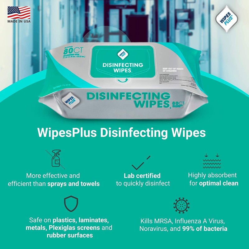 WipesPlus Disinfecting Wipes - Industrial Strength Sanitizing Wipes - Pack