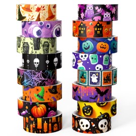 Joysoong Halloween Washi Tape Set, 16 Rolls Pumpkin Decorative for Crafts