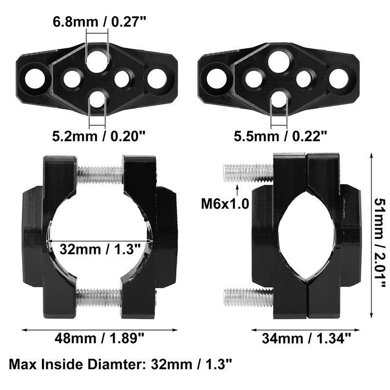 Motoforti Motorcycle Sport Bike Handlebar Clamp Replacement Black 17 to