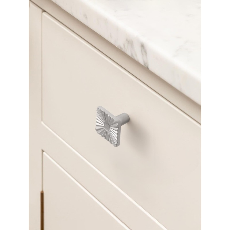 SORWDUERM 2 Pack Brushed Nickel Knobs Square Drawer Pulls Bathroom