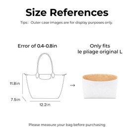 FANJI Project Tote Bag Organizer Insert for Longchamp Le Pliage Original L Tote Bag,Custom Fit Inside Premium Vanile Lightweight WaterResistant Purse Insert with Cup Holder Accessories