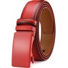 DOOPAI Men's Leather Ratchet Belt - Adjustable Slide Red Belt
