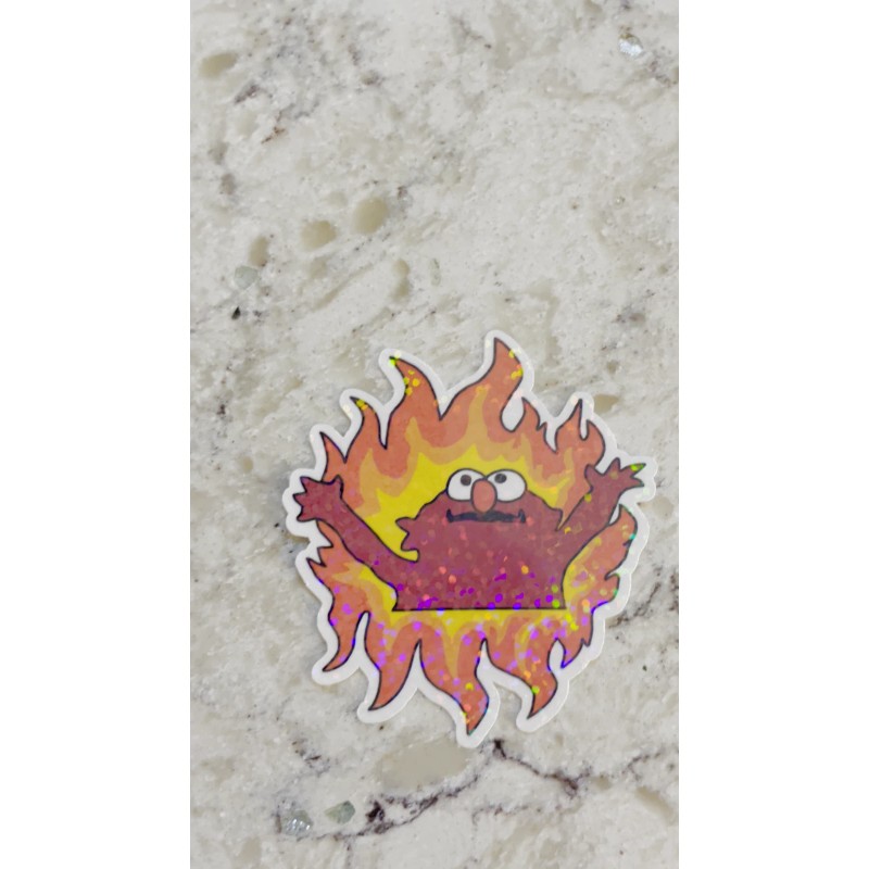 Sticker Surplus Burning Elmo Meme Sticker l Gloss or Holographic