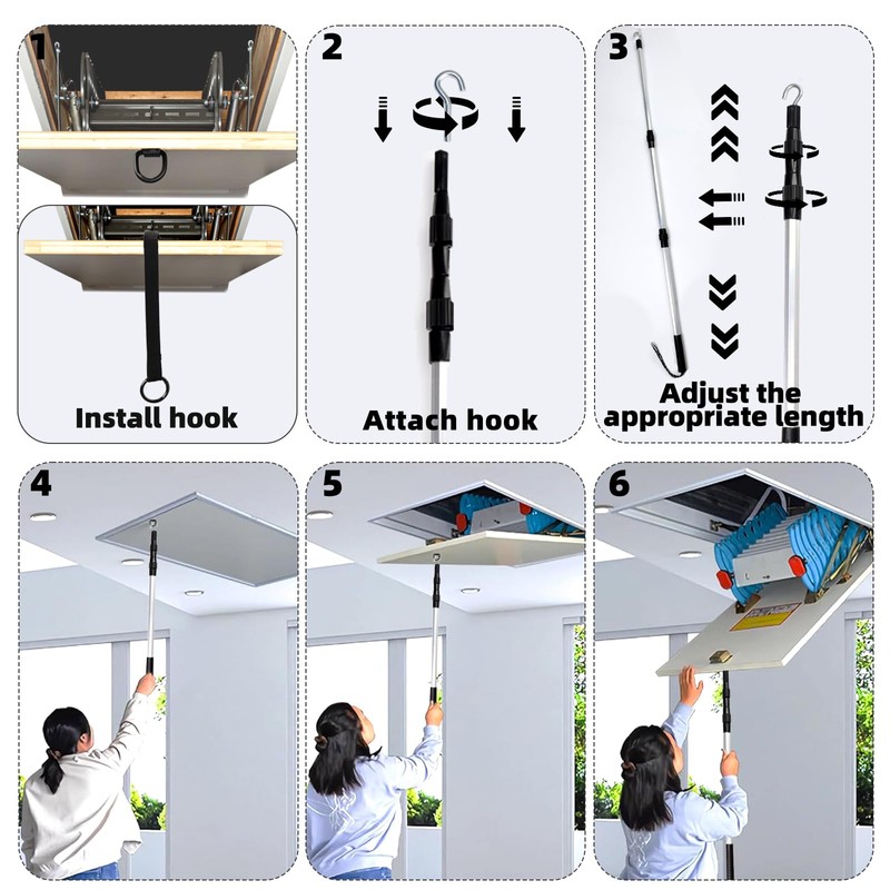 Attic Pull Down Hook-Ladder Pull Down System Kit Includes 1