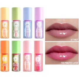 7PCS Mini Set de aceite de labios, Cambio de brillo labial, bálsamo hidratante profundo, sabor frutado, brillo transparente y no pegajoso, cuidado de labios multipropósito