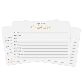Bucket List Suggestion Cards 50 pcs | For Wedding Guest Book, Retirement Party Games, Couples Travel, Adventure Activities. Gold Foil Note Cards 4x6 inch