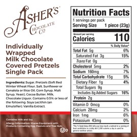 Asher's Chocolates, Chocolate Covered Pretzels, Gourmet Sweet and Salty Candy, Small Batches of Kosher Chocolate, Family Owned Since 1892 (18 count, Milk Chocolate)