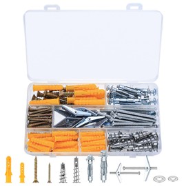 138 Piece Plaster Dowel Set with Screws Wall Plugs Set, Plasterboard Dowels Tilting Dowels, Heavy Duty Dowels Set, Impact Dowels, Nail Dowels, Drywall Dowels, for Attachments to Plasterboard Walls, Cavity Metal Anchors