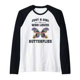 Butterfly Gifts for Teen Girls with Cute Butterflies Raglan Baseball Tee