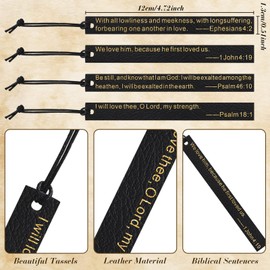 20 Pieces Christian Gifts Bible Bookmark Inspirational Book Markers Religious Gifts Christian Leather Bookmark Scripture Church Supplies Christmas Reading Reward, 20 Styles (Black)
