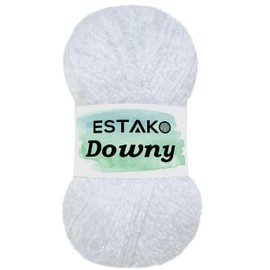 Estako Downy 40% premium acrylic and 60% polyamide Soft DK - Light Worsted #3 Fuzzy Yarn for Crocheting and Knitting 3.52 oz (100 gr) 267 Yds (245 m) (8110 - White)