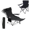2 in 1 Folding Camping Lounge Chair with Removable Footrest,Picnic