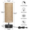 Rattan Table Lamp, Touch Control Bedside Table Lamp with Black