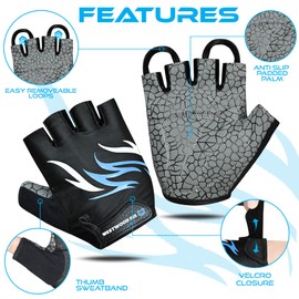 WESTWOOD FOX Cycling Gloves for Men & Women - Cycling Gloves Half Finger Padded Non-Slip Breathable Lightweight Palm Shockproof MTB BMX Cycling Gloves Short (Cyan, XL)