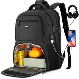 17.3 Inch Laptop Backpack Insulated Backpacks with Cooler Compartment,TSA Large School Backpack Lunch Box for Teens Boys,Anti-Theft Work Business Bookbag,College Computer Backpack for Men Women