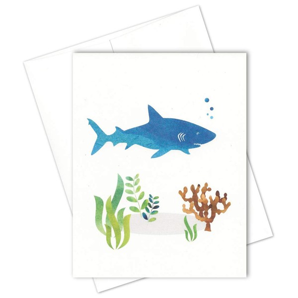Nerdy Words Shark All Occasion Blank Note Cards - Size 4.25" X 5.5" (Set of 10)